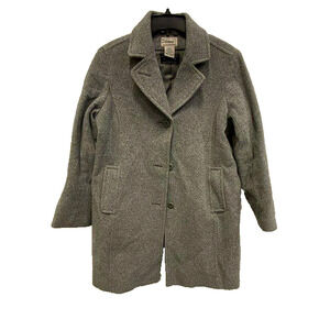 L.L. Bean Gray Wool Button Up Coat Women's Size 12-Pet - Bellandi